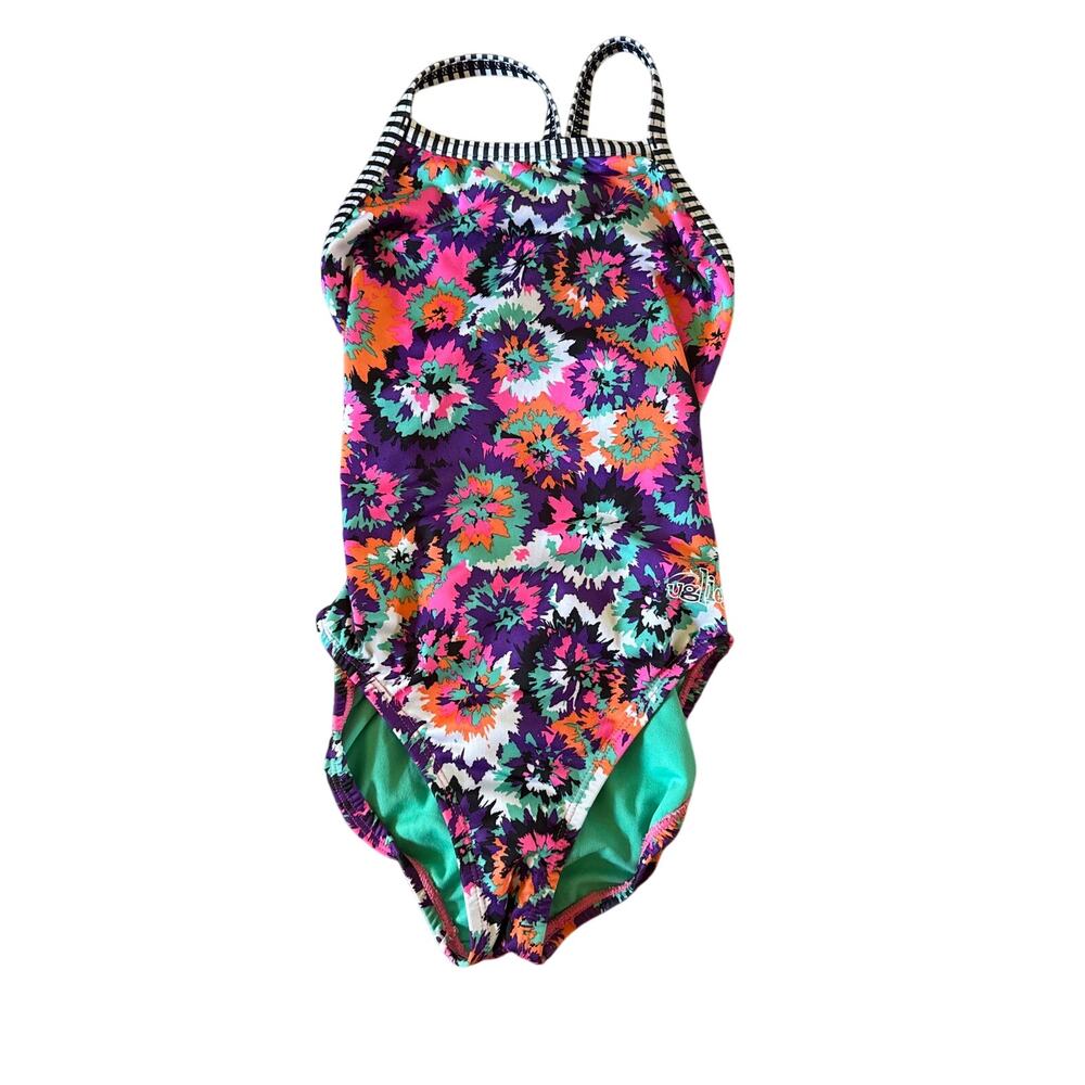 DOLFIN UGLIES TYE DYE V-2 back, one piece swimsuit - size 28 - women’s 2